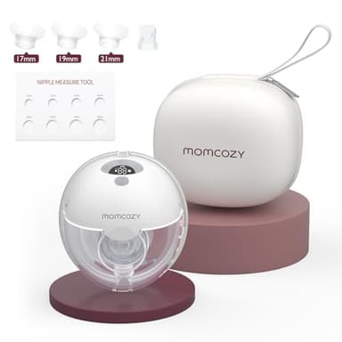 Momcozy M5 Milchpumpe Elektrisch Freihändig, Tragbar Milchpumpe Handsfree, Breast Pump Electric mit Doppelt Abgedichteter Flansch, 3 Modi und 9 Stufen, 24 mm(1, Grau)