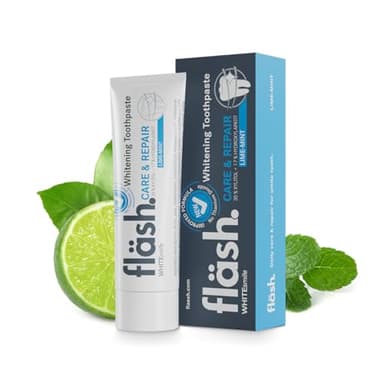 fläsh Limette-Minze: Whitening Toothpaste Zahncreme | 75 ml Tube | mit 30% Xylitol und 17% Hydroxylapatit für den doppelten Kariesschutz | 1er Pack