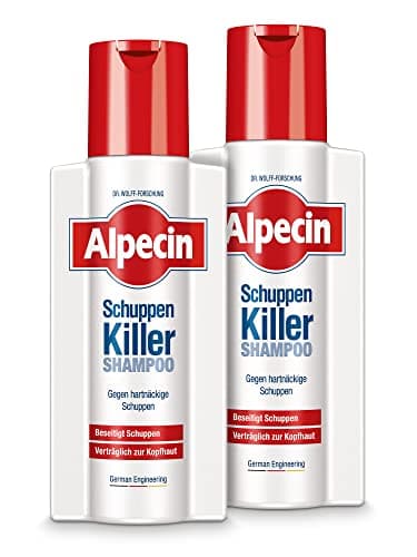 Alpecin Schuppen-Killer Shampoo, 2 x 250 ml - für Männer - Anti-Dandruff-Shampoo - Killt Schuppen und beugt vor, geeignet bei fettiger Kopfhaut - Schonend zur Kopfhaut für Herren