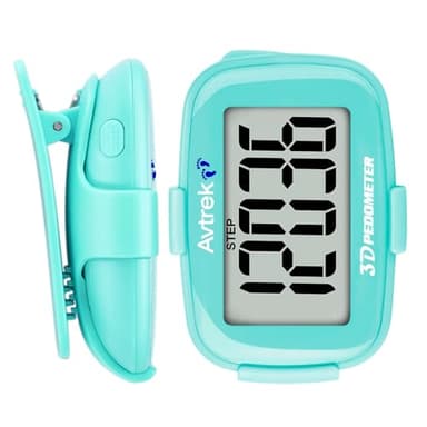 AVTREK 3D Schrittzähler mit Clip und Lanyard–Mini Schrittzähler zum Gehen–Ohne App, Kein Handy–LED Hintergrundbeleuchtung–Präziser Schrittmesser für Damen, Herren und Senioren(Grün)