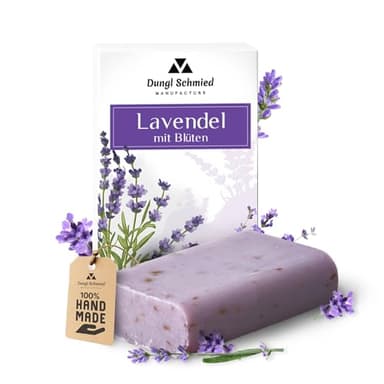 Dungl Schmied Seife Lavendel handgemacht | Lavendel Seifenstück | Duftende Natur | Ohne Palmöl | Pflegeseife mit natürlichen Inhaltsstoffen | Vegan | Für alle Hauttypen