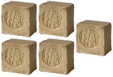 OGER Aleppo Seife 85% Olivenöl 15% Lorbeeröl Olivenölseife Haarseife ca. 850-1000 Gramm vegan Naturprodukt - 5 Stück