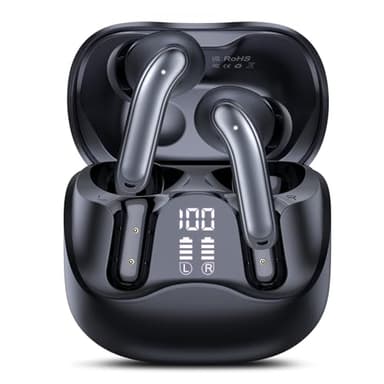 Bluetooth Kopfhörer mit Hybride Aktive Geräuschunterdrückung, In Ear Kopfhörer Kabellos Bluetooth 5.4, 6Mic, 49Std. Wiedergabe, kraftvoller Bass, 8 EQ-Modi, APP-Steuerung, kabelloses Laden, Multipoint