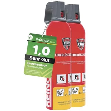 [Test SEHR GUT, Note 1.0] 2er Set: GREENSENSOR 750ml Premium Feuerlöschspray, Löschspray, Schaum Feuerlöscher Spray für Zuhause Auto Kfz Minibar, Schaumlöscher, Löschspraydosen, Car Accessories