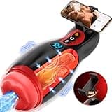 Mundförmig Masturbator mit Telefonhalter, Elektrische Masturbieren für Männer Blowjob mit 9 Saugmodi 9 Vibration, 3D Realistisch Vagina Heizung Sex Spielzeug für die Männer LCD Display, APP-Steuerung