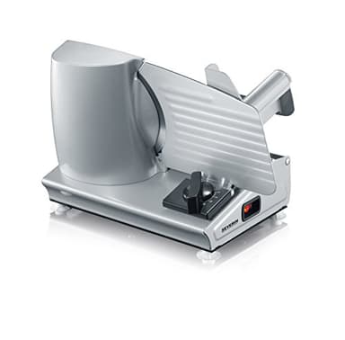 SEVERIN Allesschneider für Brot, Aufschnitt oder Käse, Brotschneidemaschine mit stufenlos einstellbarer Schnittstärke, Aufschnittmaschine mit Fingerschutz, silber, AS 3915