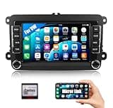 CAMECHO Android 13 Autoradio für VW Golf 5 Polo Skoda mit Navi Bluetooth,7 Zoll Doppel Din Auto Radio Touch Display mit Mirror Link FM/RDS WiFi SWC und USB