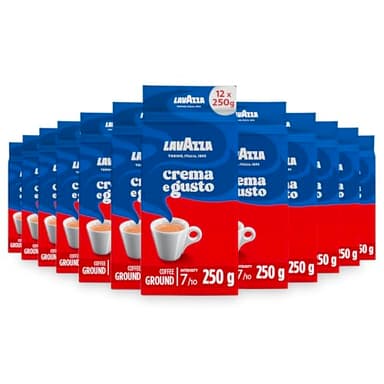 Lavazza Kaffee Crema E Gusto, gemahlen, geeignet für Mokka Herdkanne, 12 Pack, 12 x 250g