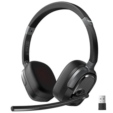 TECKNET V6.0 Bluetooth Headset mit Mikrofon Kabellos, ENC Noise Cancelling, Wireless Headset PC, USB Headset mit Mikrofon, Wiederaufladbar Bluetooth Headset für Trucker/Callcenter/Büro - 40+ Std. Akku