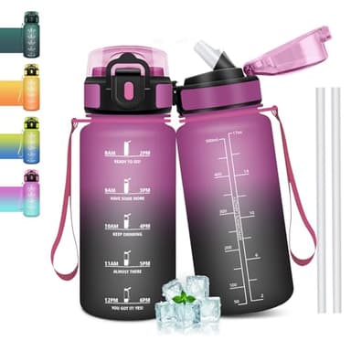 Mulbijeo Trinkflasche Kinder Sport 500ML, BPA-frei, Trinkflasche Kohlensäure Geeignet, Wasserflasche mit Strohhalm, Auslaufsicher, Wasserflasche für Fitnessstudio, Schule, Radfahren