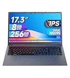 IJKKJI 17 Zoll Laptop, 8 GB RAM 256 GB SSD Laptop mit Celeron Quad Core N5095 (bis zu 2,9 GHz), deutsche Tastatur, IPS FHD-Display, Webcam, Dual-WLAN, Bluetooth 4.2, HDMI, USB 3.0, Typ-C
