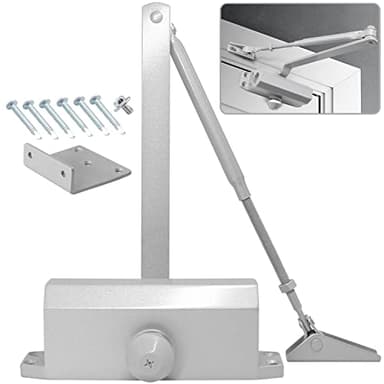 MARIE Türschließer Automatischer mit Feststellfunktion, EN2/3/4 Obentürschließer Hydraulischer Puffer Geschlossen für Innentür & Außentür 60-85 kg mit Videoinstallation EN1634-1 Zertifizierung Silber