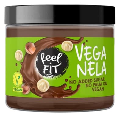 Feel FIT VEGANELA Kakao-Haselnuss-Aufstrich, ohne Zuckerzusatz, ohne Palmöl & vegan 200 g