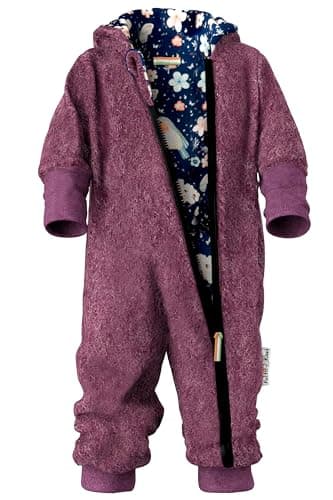 Fuchs & Kiwi Walkoverall Baby Mädchen - Natur Schurwolle & Jersey Futter – Öko-Tex, Hautfreundlich – Handmade in Berlin – Wollwalk Overall Baby & Kleinkind (Vögelchen dunkelblau, 62-68)