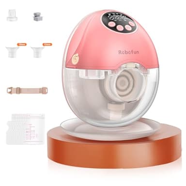 Robofun 1 Pack Milchpumpe Elektrisch Freihändig Leise, mit 4 Modi und 12 Saugstufen, Elektrische Milchpumpe Handsfree, Intelligente Anti-Überlauf-Funktion,Rosa
