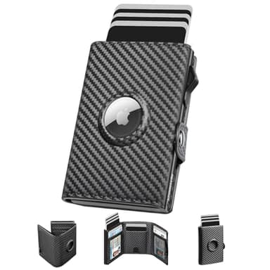 Manmaxim Portmonee Herren Airtag Slim Wallet mit RFID Schutz, Smart Wallet Karten Geldbeutel Herren, Kompakt Air Tag Geldbörse für 12 Karten & 2 Ausweis, Pop-up Portemonnaie mit Münzfach