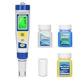 UIUZMAR Chlor und pH Messgerät Pool Salzmessgerät Genau Whirlpool Wassertester 7 in 1 Wasserqualitätstester mit pH ORP Chlor ORP EC TDS Temperatur Funktion für Poolwasser, Whirlpool, Trinkwasser
