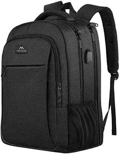 MATEIN Rucksack Herren, Groß Laptop Rucksack 17,3 Zoll Schulrucksack Laptoptasche mit USB Ladeanschluss Anti Diebstahl Business Arbeit Reisen Backpack Teenager Notebook College Tech Damen, Schwarz