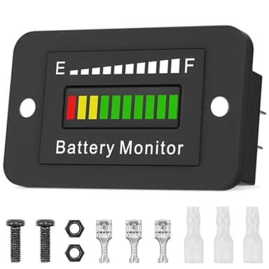 12V 24V 36V 48V 60V 72V Batterietester Kfz, Wasserdicht Autobatterie Tester, Batteriewächter, Akku Kapazität Messgerät, Batteriemonitor für Golfwagen, Clubwagen, Reiseanhänger, Wohnmobil, Gabelstapler
