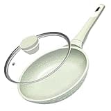 DYGG Pfanne Bratpfanne mit Deckel 20 cm beschichtete Pfanne alle Herdarten inkl Induktion, fettfreies Braten, Pfannenset Antihaft-Granit-Material,100% frei von PFAS, PFOA