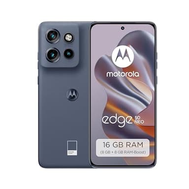 Motorola edge50 neo Smartphone (6,36"-Super-HD-Display, 50-MP-Kamera mit Moto-KI, 8/256 GB, 4310 mAh, Android 14) Pantone Grisaille (Veganes Kunstleder), inkl. Schutzcover