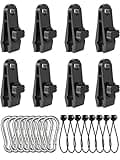 Zeltplanen Clips, 24 Pcs Clip Zelte Multifunktion Zeltklemme Set Krokodil Mund Clip Camping Zubehör Zelt mit Gebundene Seile und 3 Karabine für Zelte, Abdeckungen, Markisen, Banner, Gartenarbeit