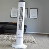 Hecht Turm-ventilator leise mit 60 Watt, 3 Betriebsmodi, 3 Stufen, Fernbedienung, Timer, Ionisator, 80° Oszillation – Turm 99cm hoch – energiesparend, leise – Klimagerät – Ventilator, Standventilator