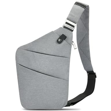 Muiyukka Diebstahlsichere Brusttasche für Herren Damen, Anti-Diebstahl Sling Bag Schultertasche, Mehrere Taschen Reisetasche Umhängetaschen Crossbody Bag für Freien Reisen, Grau