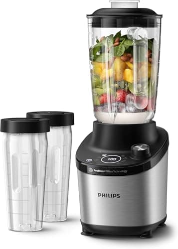 Philips 7000 Series Hochleistungsstandmixer – ProBlend Ultra Technologie, 1.500 W, 2-L-Glasbehälter, Schnellauswahlprogramme für Smoothies & Suppen, HomeID App, Spülmaschinenfeste Teile (HR3760/10)