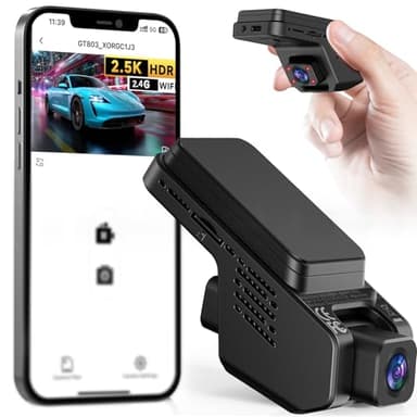 Veement Dashcam Auto Vorne Und Innen 2,5k+1080p, Mini Dash Cam Auto Kamera Mit 32-GB-Karte, Super-Nachtsicht, 4 IR-LEDs, 165° Weitwinkel WDR, G-Sensor, Loop-Aufnahme, 24H Parkmodus (Dunkelschwarz)