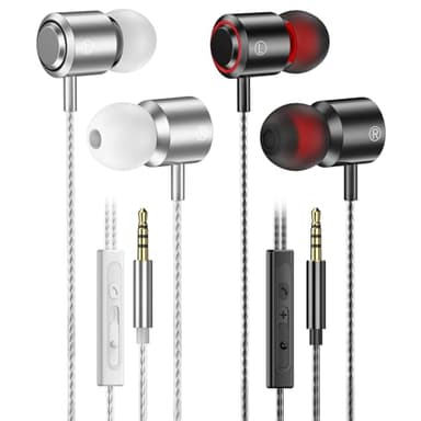 In Ear Kopfhörer mit Kabel, 2-er Kopfhörer mit Mikrofon und Lautstärkeregler, Stereo und Leichte Kopfhörer, 3.5mm In-Ear Ohrhörer Kompatibel für Samsung,Tablet, Laptops, MP3 Players und Andere 3,5 mm