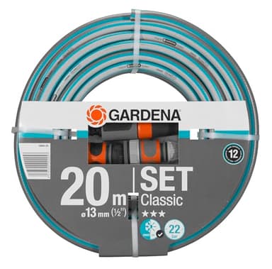 Gardena, Polyvinylchlorid (PVC), Classic Schlauch 13 mm (1/2"), 20 m: Universeller Gartenschlauch aus robustem Kreuzgewebe, 22 bar Berstdruck, UV-beständig (18004-20)