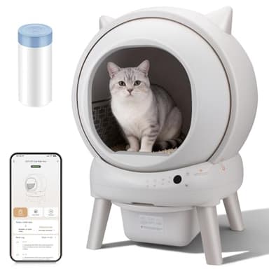 Katzenklo Selbstreinigend,73L Selbstreinigende katzentoilette mit App,Sicherheitssensoren(Anti-Pinch),Geruchsschutz,Gesundheitsmonitoring,Automatisches Katzenklo für Mehrere Katzen(Katzenstreumatte)