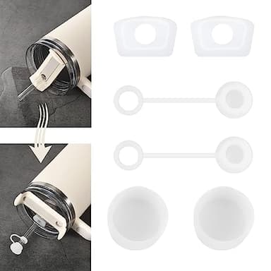 Silikon Stopfen 6er Set, Auslaufsicherer Silikonstopfen für Stanley Cup H2.0 40oz/ 30oz Becher-Zubehör, inklusive 2 Strohhalm-Deckel, 2 quadratische Stöpsel und 2 runde Leckstöpsel (Geeignet für 2.0)