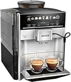 SIEMENS Kaffeevollautomat EQ6 plus s300 TE653501DE, für viele Kaffeespezialitäten, Milch-Aufschäumdüse, Keramikmahlwerk, Doppeltassenfunktion, Antikalk, automatische Dampfreinigung, 1500 W, silber