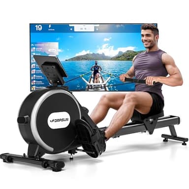 DMASUN Rudergerät für Zuhause, Magnetisches Rudergerät mit Upgrade Doppel-Slide-Rails, APP-Verbindung, 16 Widerstandsstufen, LCD-Datenanzeige, ideal für Cardio-Training, Belastbar bis 160kg