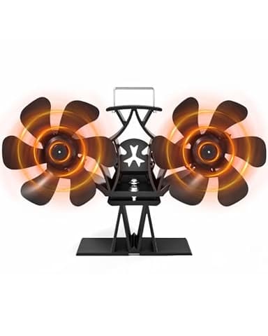 Signstek Kaminventilator Ofenventilator ohne strom, Wärmebetriebener Doppelter Kamin Ofen Ventilator, 12 Blättern Kaminlüfter für Kaminofen/Holzofen/Holzkamin/Kamine