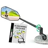 RBRL Fahrradspiegel für Lenker mit ProVision-Echtglas, Aluminiumlegierung Fahrrad Spiegel Arm, Bruchfest & Langlebig, 360° Drehbar & Klappbar Fahrrad Rückspiegel, E-Bike, Escooter (Links)