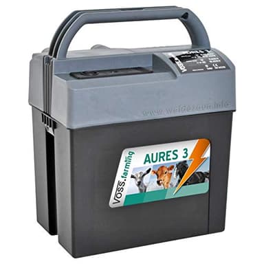 VOSS.farming Mobiles 9V 12V Weidezaungerät Starkes “AURES 3" mit komplettem Zubehör für den Anschluss am Weidezaun Elektrozaun Pferdezaun Pony