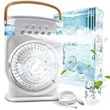 Mobile Klimaanlage Leise 4 in 1, Luftkühler Mini mit Akku, Klimagerät Mobil ohne Abluftschlauch, Mini Klimaanlage Tragbar, Air Conditioner mit Verdunstungskühlung Ventilator Type-C mit Timer (Weiß)