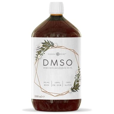 DMSO 1000ml in 99,9% pharmazeutischer Qualität & Reinheit - Unverdünntes Dimethylsulfoxid (DMSO) ph. EUR in lichtgeschützter Braunglasflasche - 1 Liter DMSO 99,9%