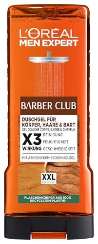 L'Oréal Men Expert XXL Duschgel und Shampoo für Männer, Duschbad zur Reinigung von Körper, Haar, Gesicht und Bart, Herren Körperpflege mit holzigem Duft und Zedernholzöl, Barber Club, 1 x 400 ml