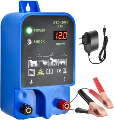 Elektrozaungerät Weidezaungerät 230v 10KM Elektrischer Weidezaun Elektrozaun Stark 2Joules 10,5k V Stromzaun Elektrisch Stromgerät Chargeur Elektrozaungerätgartenzaun für Pferde Rinder Schwein Schaf