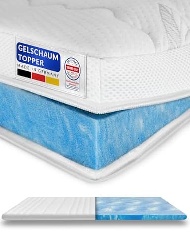 Premium Gelschaum-Topper 135x180 cm mit RG 50 - Hochwertiger Lyocell-Bezug - Antirutschfunktion - Umlaufendes Klimaband - Qualität Made in Germany - Gel-Topper 135 x 180