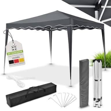 Juskys Faltpavillon Vivara 3x3 m - Pop-up Pavillon höhenverstellbar, UV50+ & wasserabweisend - Gartenzelt mit Tasche - Partyzelt für Garten - Grau