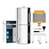 Frizzlife G210-SCALE Schwerkraft-gespeistes Wasser-Filter-System, NSF-zertifizierte Element mit Scale Inhibition reduziert 99% Chlor, Geschmack und Geruch, mit Standfuß für Haus, Camping, 9.46L