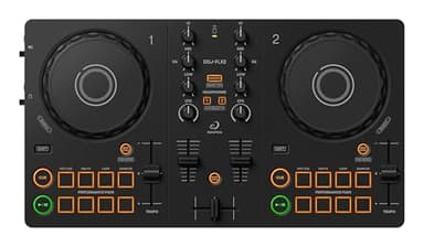 AlphaTheta/Pioneer DJ DDJ-FLX2 Einsteiger-DJ-Controller – Tragbarer USB-betriebener 2-Kanal-Controller mit professionellem Layout – Kompatibel mit Musik-Streaming-Diensten – Perfekt für neue DJs