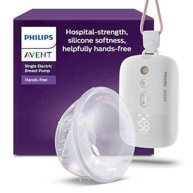 Philips AVENT Hands-free elektronische Einzelmilchpumpe, Motor in Krankenhausqualität, spiegelt den Trinkrhythmus des Babys wider, bis zu 85 Pumpbewegungen pro Minute, leichte Auffangschale, SCF531/11