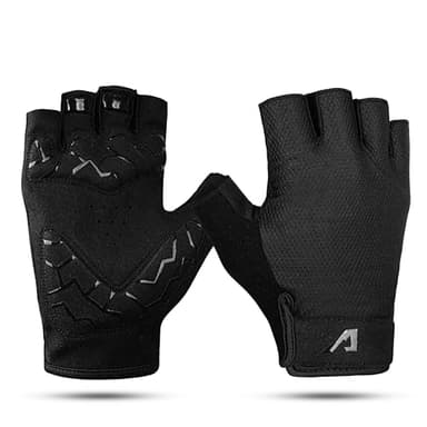 Alpensattel Fahrradhandschuhe für Damen & Herren | Halbfinger Sommer Fahrrad Handschuhe rutschfest & ergonomisch gepolstert | Größen S-XXL wählbar