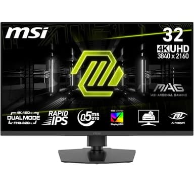MSI, MAG 322URDF E16, 32-Zoll, 4K UHD, 3840x2160, Gaming-Monitor, Rapid IPS, 0,5ms, DisplayHDR 400, Eye Care, AI Vision, Dual-Mode, HDMI 2.1, DP 1.4a, Neigung/Höhe einstellbar, Schwarz